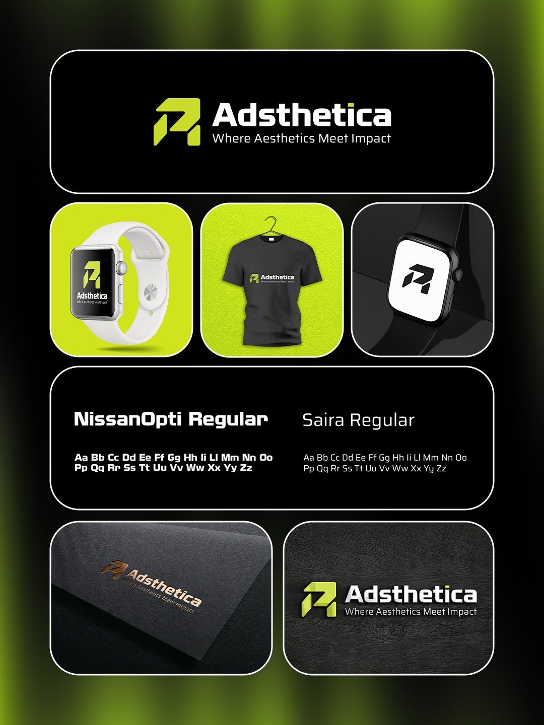 Adsthetica logo and brand identity design board