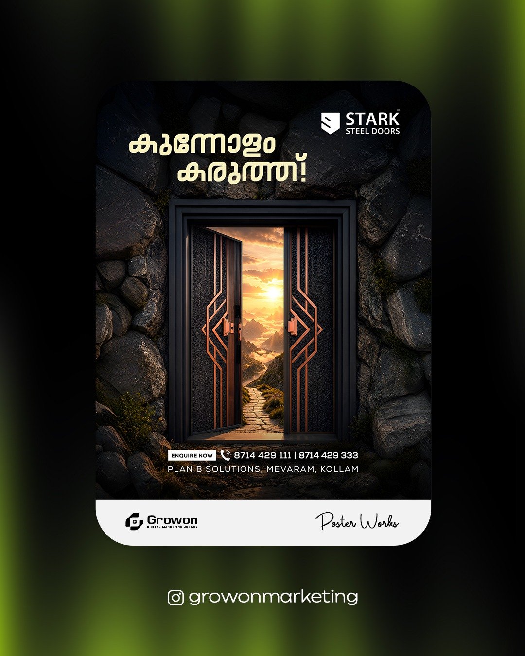 Stark Steel Doors strength campaign poster